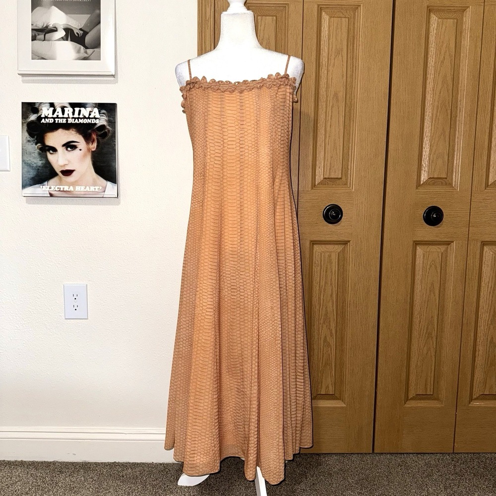 H&M‎ Edition Strappy Chiffon Dress Womens XS Orange/Tan Sleeveless Sundress